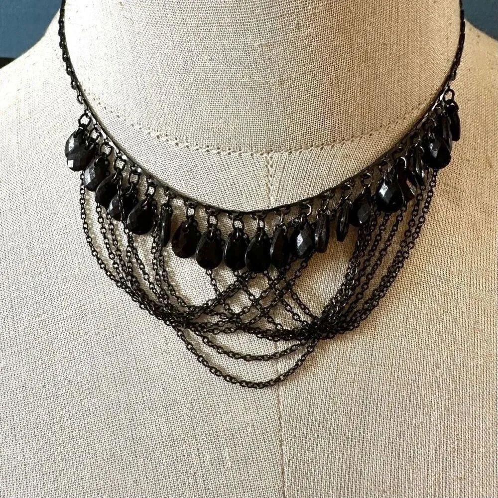 Black beaded chain necklace